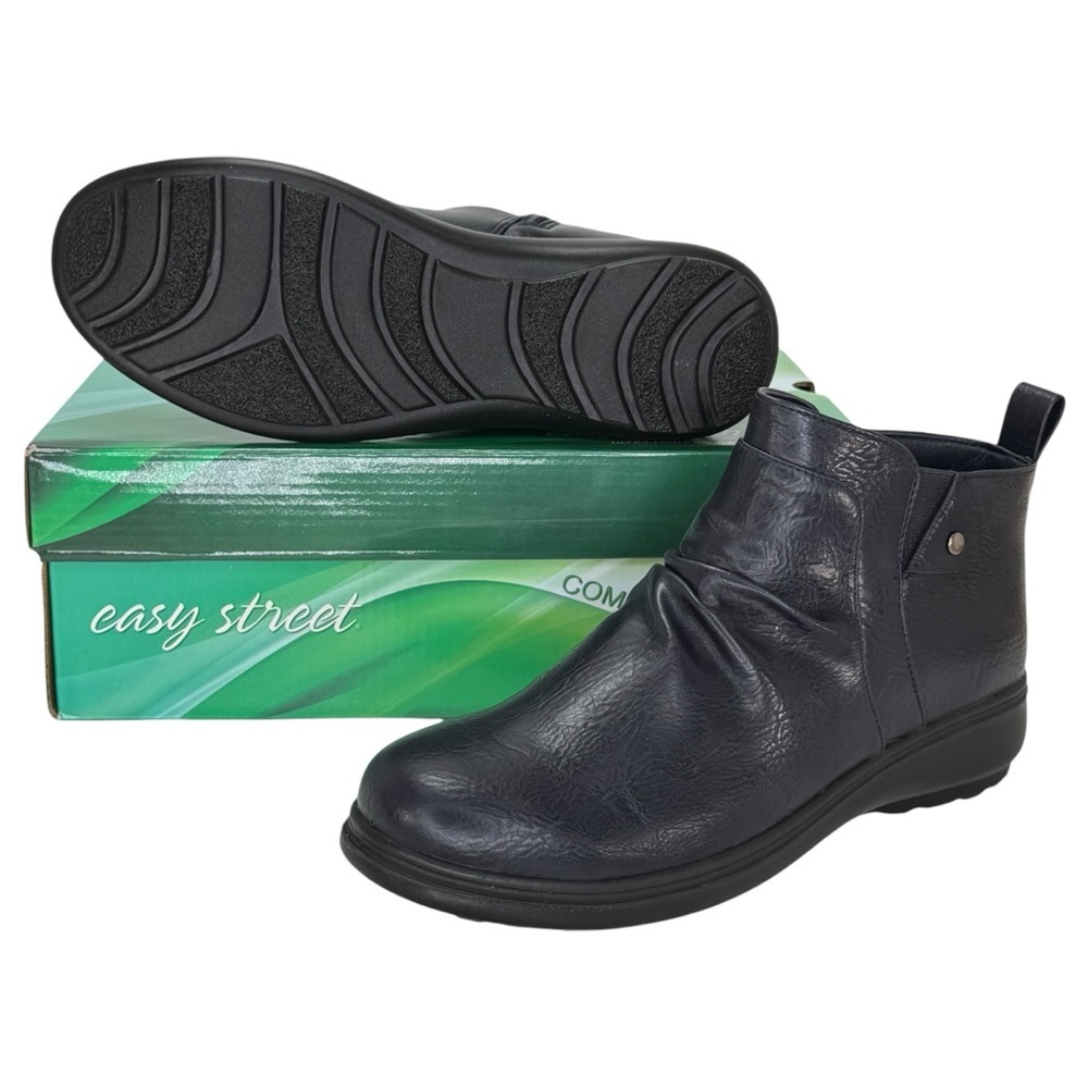 Easy Street Ariadne Navy Burnished Faux Leather Womens Shooties Size 9M - Picture 10 of 12